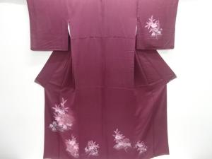 草花に家屋模様刺繍訪問着